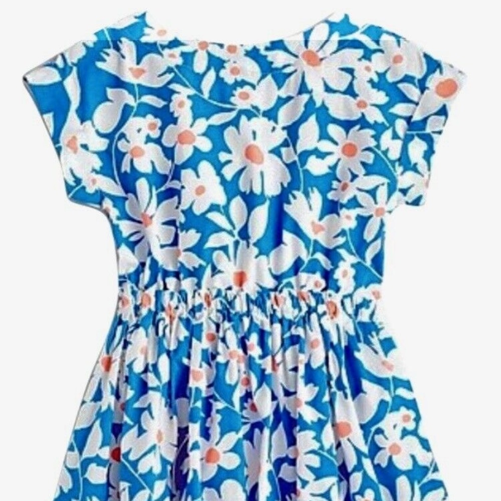 Crewcuts by J.Crew Girls DRESS Sz 12 Blue Pop Floral Bow Tie Back Dress NEW